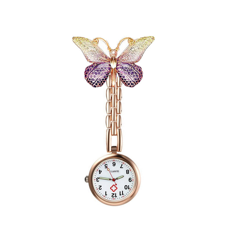 Montre d'infirmière Papillon en Résine colorée couleur Blanc