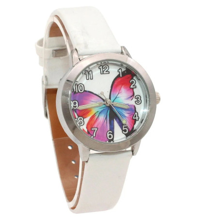 Montre Papillon Grand Papillon Multicolore pour enfants couleur blanc