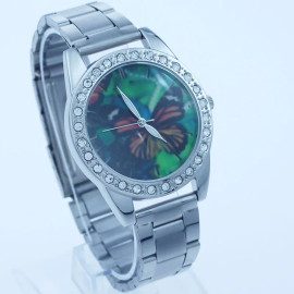 Montre Papillon Grand Papillon Coloré Cadran Strass en acier inoxydable
