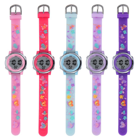 Montre de Sport électroqniue Papillon pour Enfant avec Bracelet en Silicone Souple