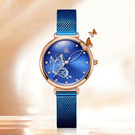 Montre Bracelet Grand Papillon à Quartz en acier inoxydable pour femmes - 3 couleurs au choix!