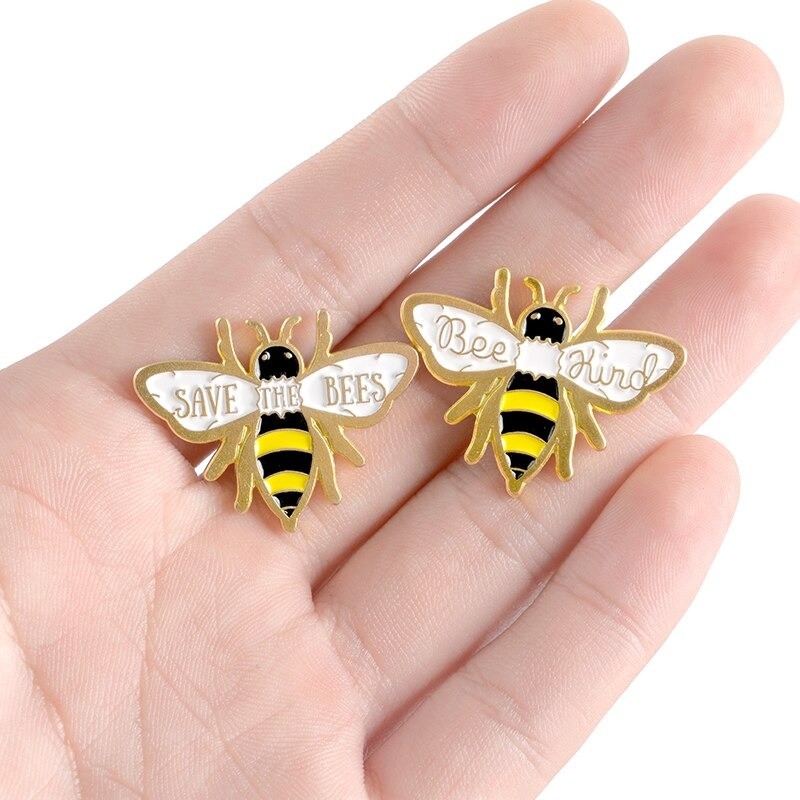 Set 2 Spille Ape Smaltate - Save the Bees & Bee Kind