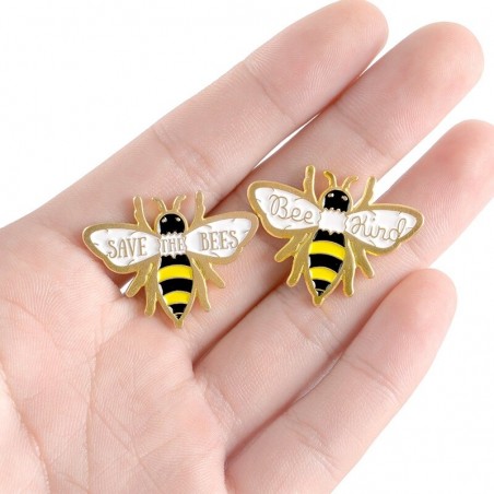 Set 2 Spille Ape Smaltate - Save the Bees & Bee Kind
