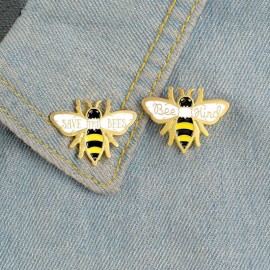 Set 2 Spille Ape Smaltate - Save the Bees & Bee Kind