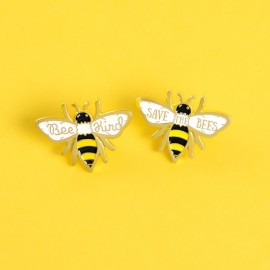 Set 2 Spille Ape Smaltate - Save the Bees & Bee Kind