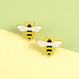 Set 2 Spille Ape Smaltate - Save the Bees & Bee Kind