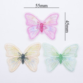 Les Dimensions Écussons Papillon Aile de Papillon en Maille Brodée 55x45 mm - Lot de 20 pièces - 11 couleurs au choix !