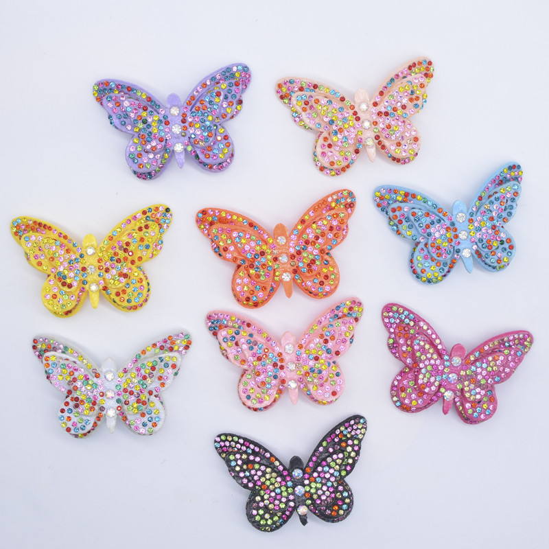 vue complète des Écussons Papillon Double Aile de Papillon Strass 3D