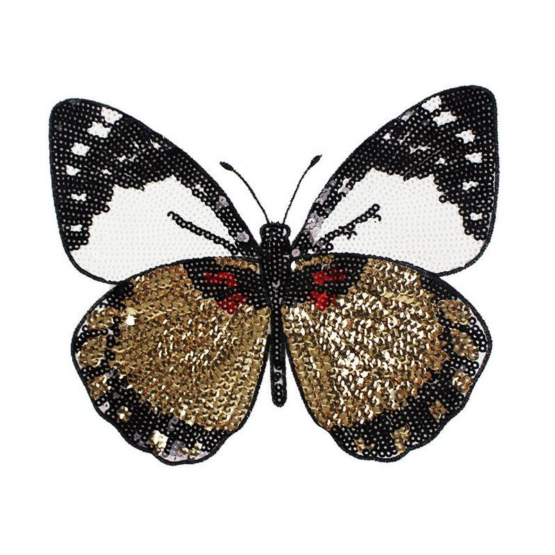 Grand Patch Thermocollants 22cmx21cm - Papillon étincelant Couleur Or