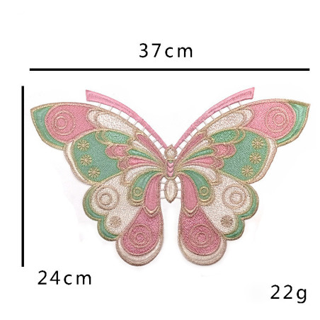 Dimensions Grand Écusson Papillon à coudre - Grand Papillon Magnifiquement Brodés - 2 couleur au choix !