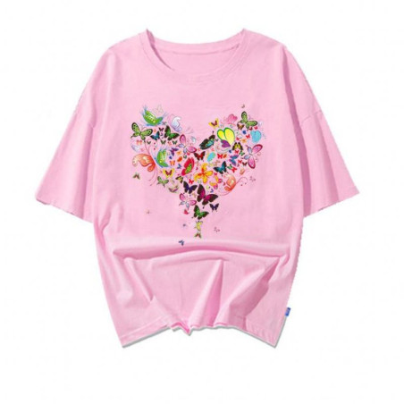 Vue utilisation du Grand Patch Papillon 21.5cm x 22.6cm Thermocollant - Papillons colorés en forme de Cœur