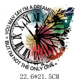 Dimensions du Patch Papillon Thermocollant Design Horloge Papillon colorée 22.6cm x 21.5cm