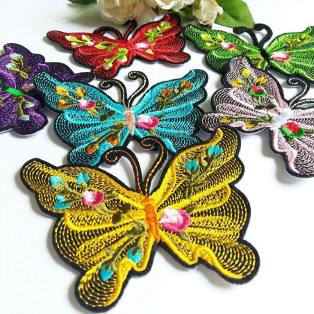 Détails des Patchs Papillon Brodés Thermocollants - Mélange de Papillons de Couleurs Multicolores
