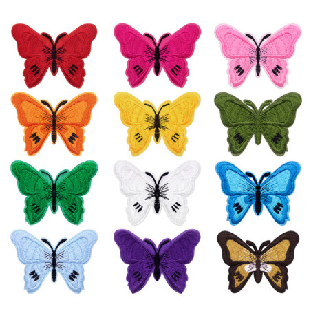 Écussons Papillons Brodés Thermocollants - Lot de 6 pièces - 14 couleurs au choix !