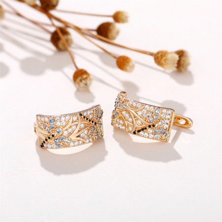 Boucles d'oreilles Libéllule en Or étincelant
