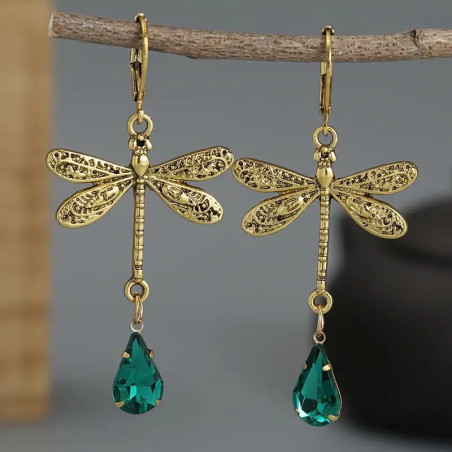 Détails des Boucles d'oreilles pendantes Libéllule Vintage