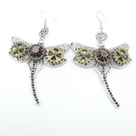 Boucles d'oreilles Pendantes Libéllule Steampunk