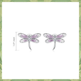 Dimensions des Boucles d'oreilles Libéllule Violette en Argent Sterling 925