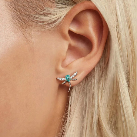 Orecchini Libellula Azzurri in Argento 925 con Ali di Strass