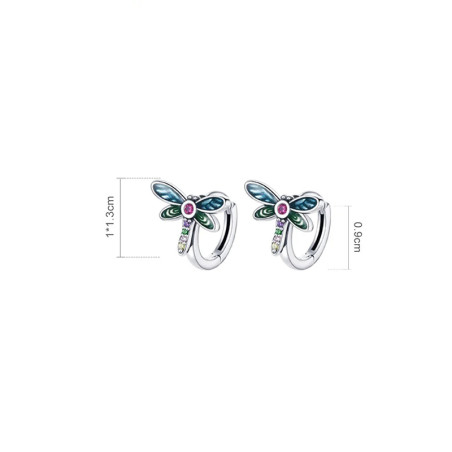 Dimensions des Boucles d'oreilles Libéllule en Argent Sterling 925 Strass Multicolore