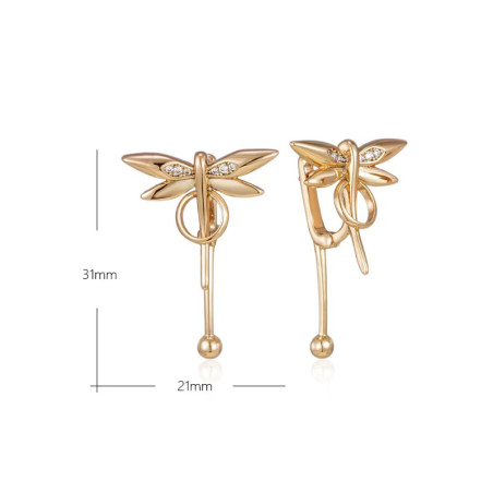 Dimensions des Boucles d'oreilles Pendantes Libéllule en or rose 585