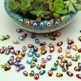 Mini autocollant abeille 7 couleurs, 3D en bois 9X13 mm - 100 piècessac