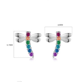 Dimensions des Boucles d'oreilles Libéllule en Argent Sterling 925 avec Strass Colorés