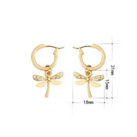 Dimensions des Petites boucles d'oreilles Libéllule Créoles Couleur Or