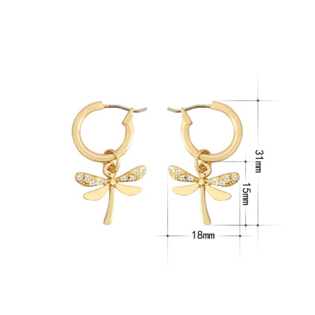 Dimensions des Petites boucles d'oreilles Libéllule Créoles Couleur Or