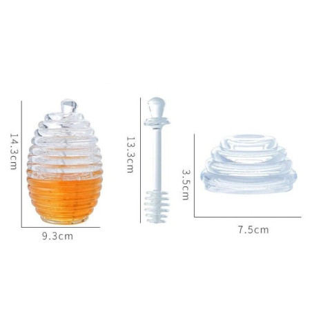 Dimensions Pot à miel en forme de ruche transparent