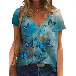 T-shirt Papillons imprimé Papillons Bleus