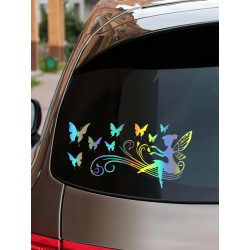 Magnifique Sticker Papillon en Vinyle Fée Papillon - 25cm x 13cm - 3 couleurs au choix