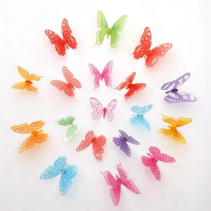 Autocollant mural papillon en cristal 3D - Lot de 18 pièces aux motifs délicats modèle 1