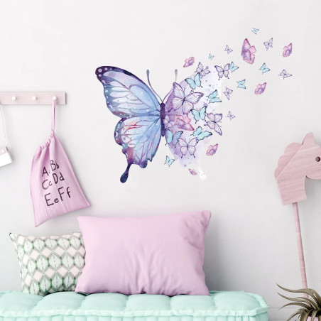 Magnifique Grand Sticker mural Papillon aux tons Violet