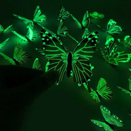 Stickers muraux Volée de Papillons Colorés Phosphorescents