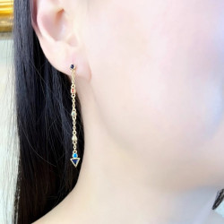 Vue des Boucles d'oreilles Libéllule Pendants d'oreilles libellule Colorée en Argent Sterling 925