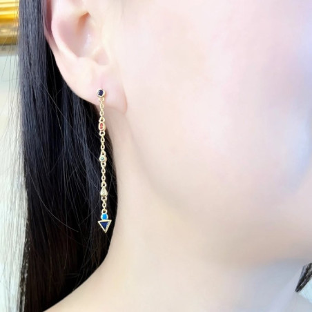 Vue des Boucles d'oreilles Libéllule Pendants d'oreilles libellule Colorée en Argent Sterling 925