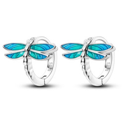 Magnifiques Boucles d'oreilles Libéllule de couleur Bleu Océan en Argent Sterling 925