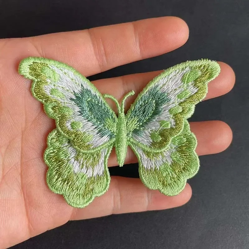 Écussons à coudre en forme de papillon brodé double couche - 5 ou 10 pièces couleur Vert