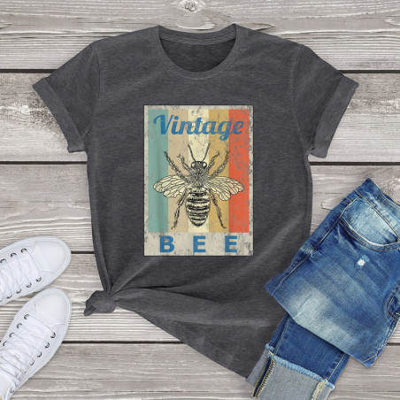 T-shirt Abeille BEE Vintage Gris Foncé