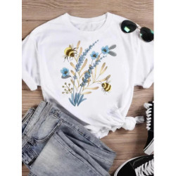 Magnifique T-shirt Abeilles pour femme Fleurs et Butineuses
