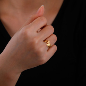 Vue Portée Bague Libéllule Style Minimaliste en Accier Inoxydable Couleur Or