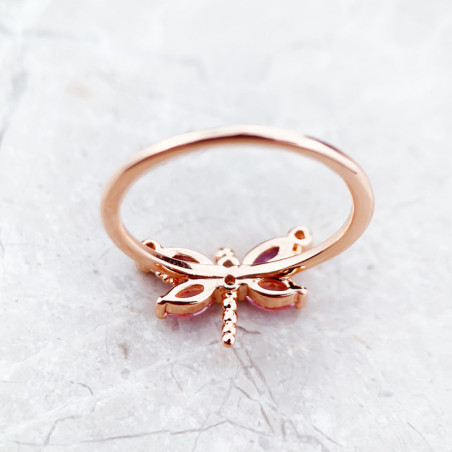 Haut de page Bague Libéllule en Argent Sterling 925 et Or Rose