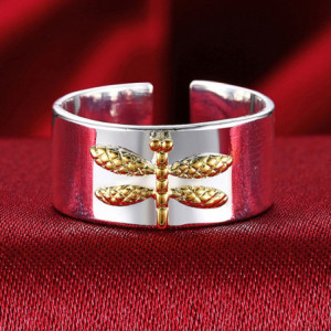 Avant de la Bague Libéllule en Argent Sterling 925 avec Libéllule Rétro - Ajustable !