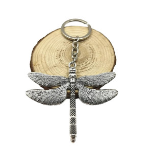 Porte-clés Libéllule Pendentif Argent Antique - 7,2cm x 6,3cm