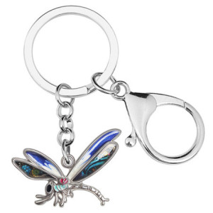 Porte-clés Libéllule en émail Couleur couleur BLeu