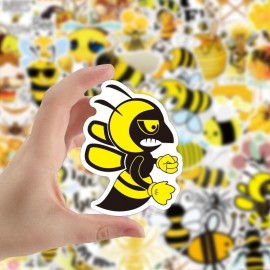 Lot de 50 pièces d'autocollants abeille en PVC résistant à l'eau