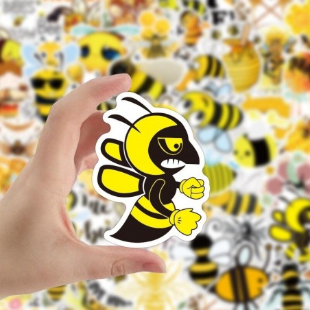 Lot de 50 pièces d'autocollants abeille en PVC résistant à l'eau