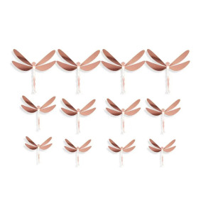 Autocollant Mural PVC Libellule Brillante effet Strass en 3D Couleur Rose
