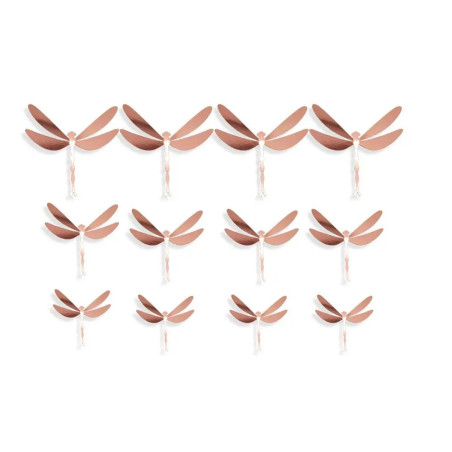 Autocollant Mural PVC Libellule Brillante effet Strass en 3D Couleur Rose